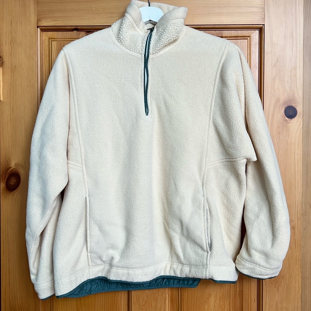 Patagonia Sweater Women's Large Fleece 1/4 Zip Pullover Ivory Cream Beige